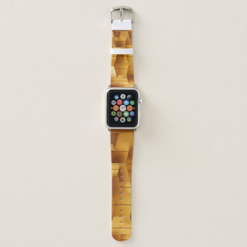 3D Abstract Geometric Gold Blocks Apple Watch Band