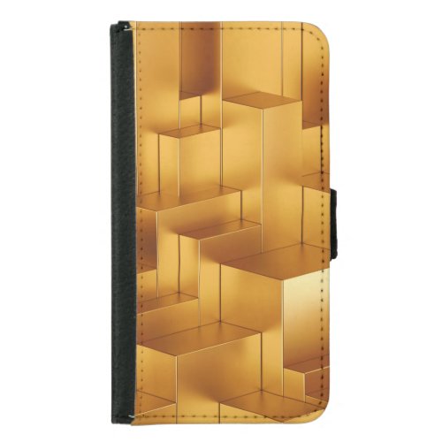 3D Abstract Geometric Gold Blocks Samsung Galaxy S5 Wallet Case