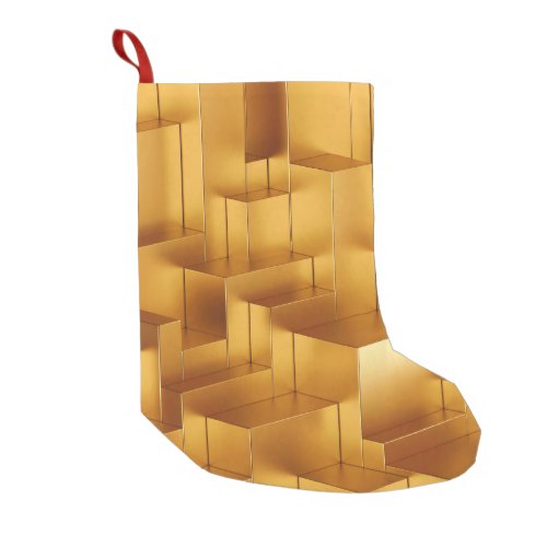 3D Abstract Geometric Gold Blocks Small Christmas Stocking