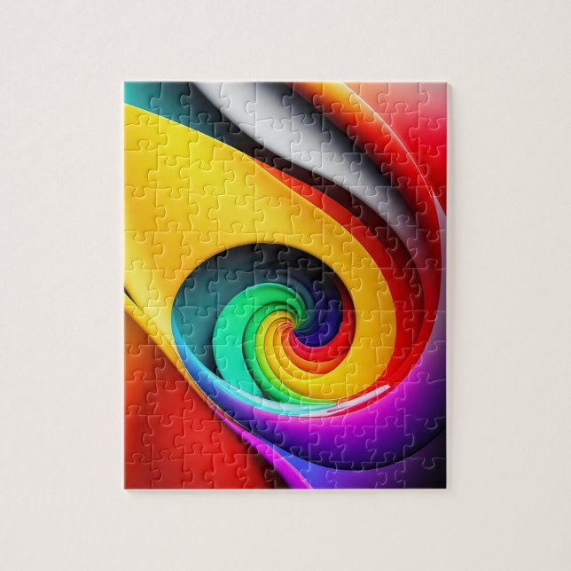 3D Abstract Geometric Spiral Colorful Jigsaw Puzzle (Vertical)