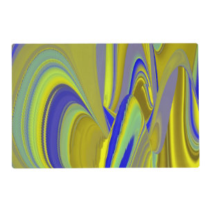 3D Abstract in Gold Yellow Blue Green Pet Mat