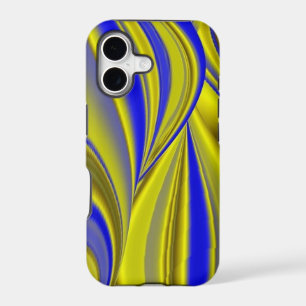 3D Abstract Rainbowart in Gold Yellow Blue iPhone 17 Case