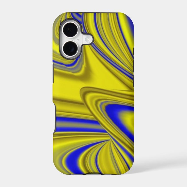 3D Abstract Rainbowart in Gold Yellow Blue iPhone Case (Back)