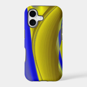3D Abstract Rainbowart in Gold Yellow Blue iPhone 17 Case