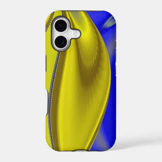 3D Abstract Rainbowart in Gold Yellow Blue iPhone 17 Case