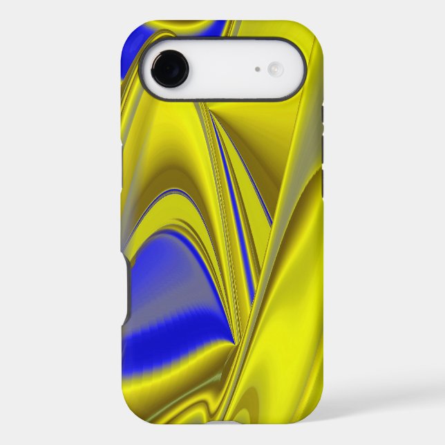 3D Abstract Rainbowart in Gold Yellow Blue iPhone Case (Back)