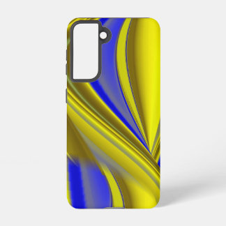 3D Abstract Rainbowart in Gold Yellow Blue Samsung Galaxy S21 Case
