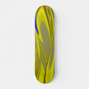 3D Abstract Rainbowart in Gold Yellow Blue Skateboard Deck