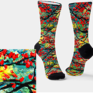 3d Acrylic Textured Paint Floral Painting Socks