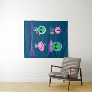 3D Alien Character Design Tapestry