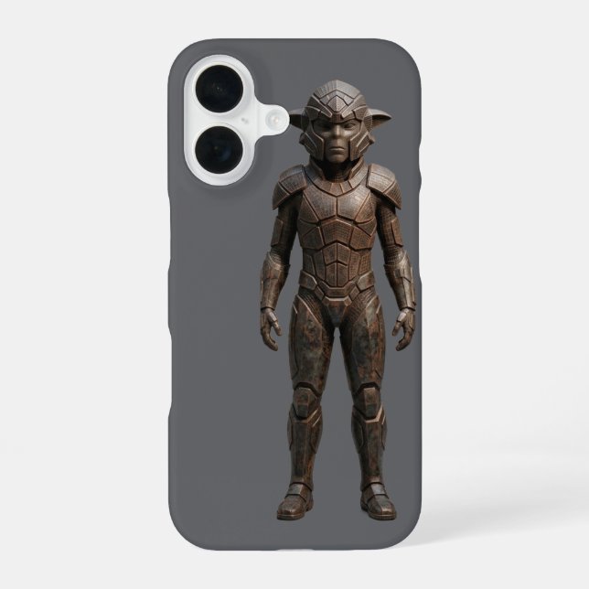 3D Alien Warrior Statue Sci-Fi Phone Case (Back)