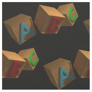 3D Alphabet Blocks Fabric
