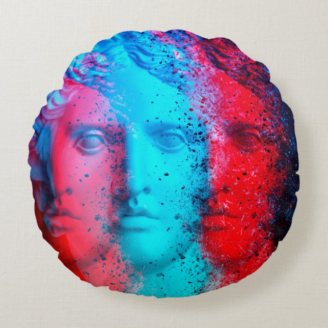 3d anaglyph effect. Covid-mutants. David Apollo. G Round Pillow (Front)