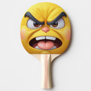 3D Angry Yellow Emoji Ping-Pong Paddle