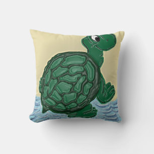 3D Animated Turtle Throw Pillow