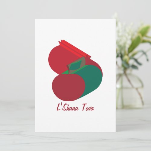 3D apple and pomegranate Shana Tova Holiday Card