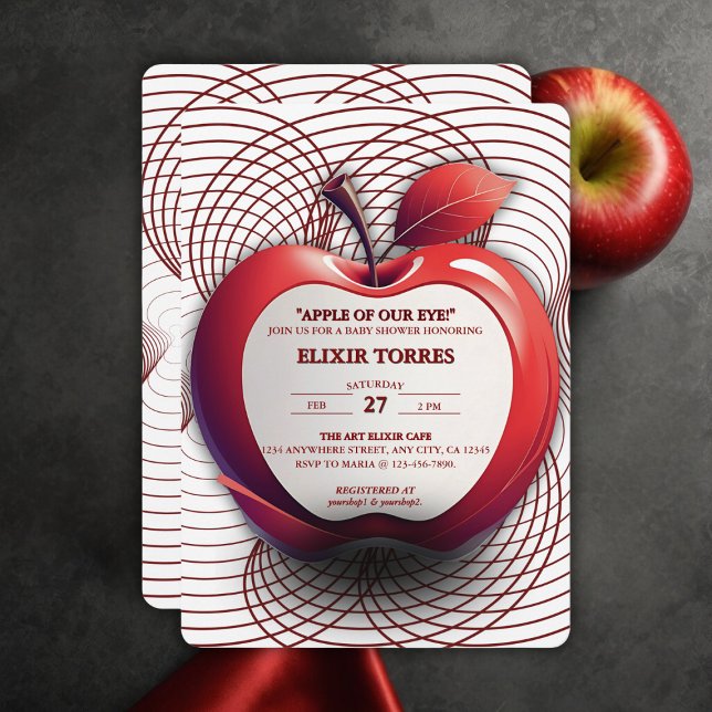 3D Apple of Our Eye Geometric Baby Shower Invitation (Creator Uploaded)