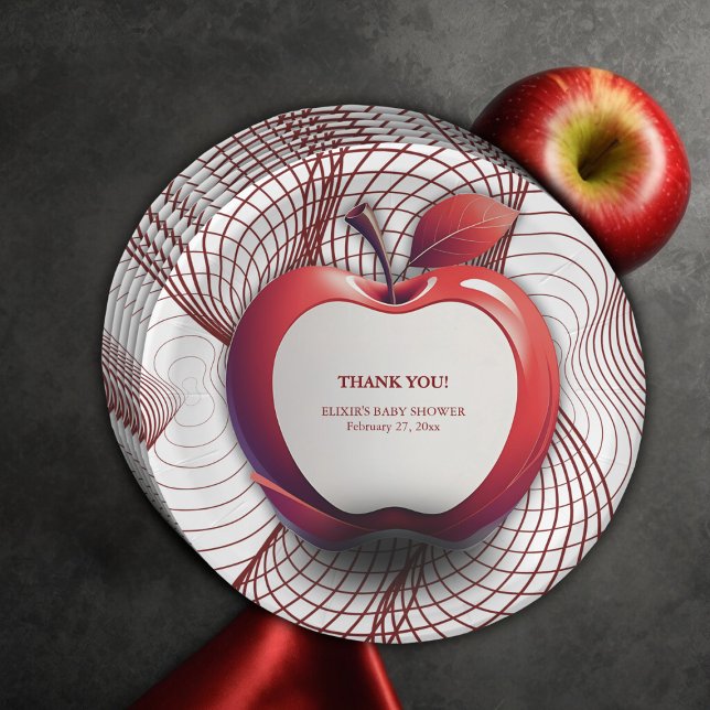 3D Apple of Our Eye Geometric Baby Shower Paper Plates (Creator Uploaded)