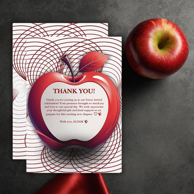 3D Apple of Our Eye Geometric Baby Shower Thank You Card (Creator Uploaded)