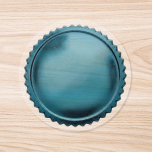 3D Aqua Blue Foil Seal Starburst Award Medal