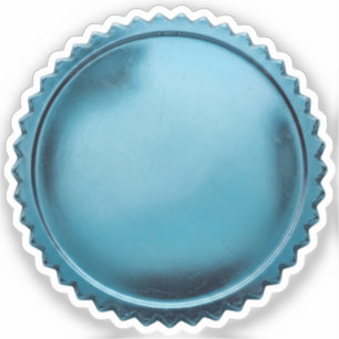 3D Aqua Blue Foil Seal Starburst Award Medal Sticker