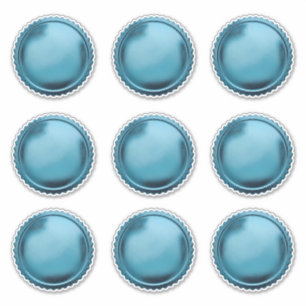 3D Aqua Blue Foil Seal Starburst Award Medal x9 Sticker