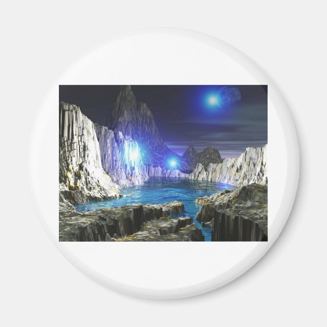 3d art blue moon magnet (Front)