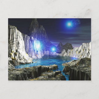3d art blue moon postcard