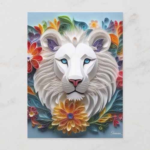 3D Art Ethereal lion head fantasy concept art is  Holiday Postcard