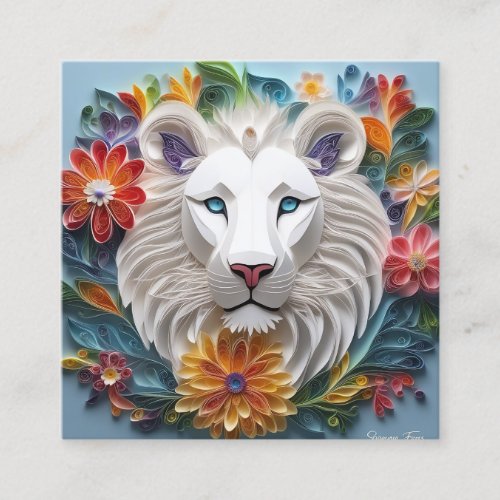 3D Art Ethereal lion head fantasy concept art is  Square Business Card