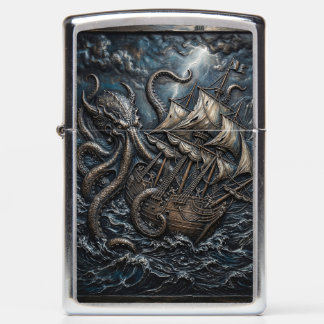 3D artwork of Kraken attacking a ship Zippo Lighter