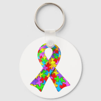 3D Autism awareness puzzle ribbon Keychain