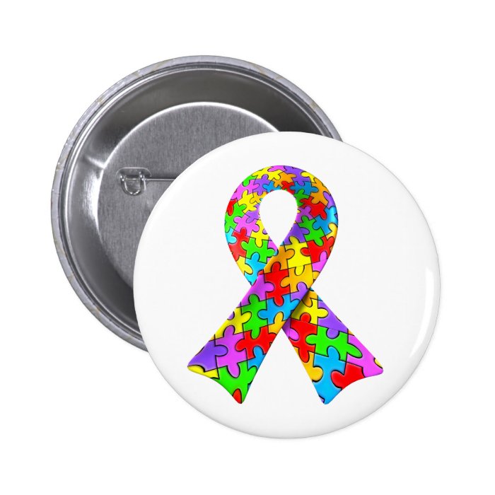 3D Autism awareness puzzle ribbon Pins