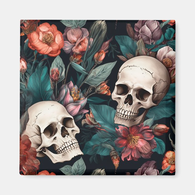 3D Autumnal Skulls  Magnet (Front)