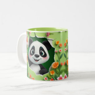 3D baby panda Hole In A Wall Mug Wrap design
