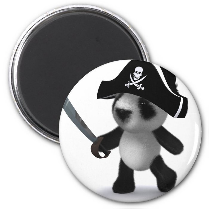 3d Baby Panda Pirate Refrigerator Magnets