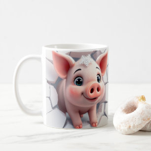 3d baby pig mug wrap, 3d mug wrap design