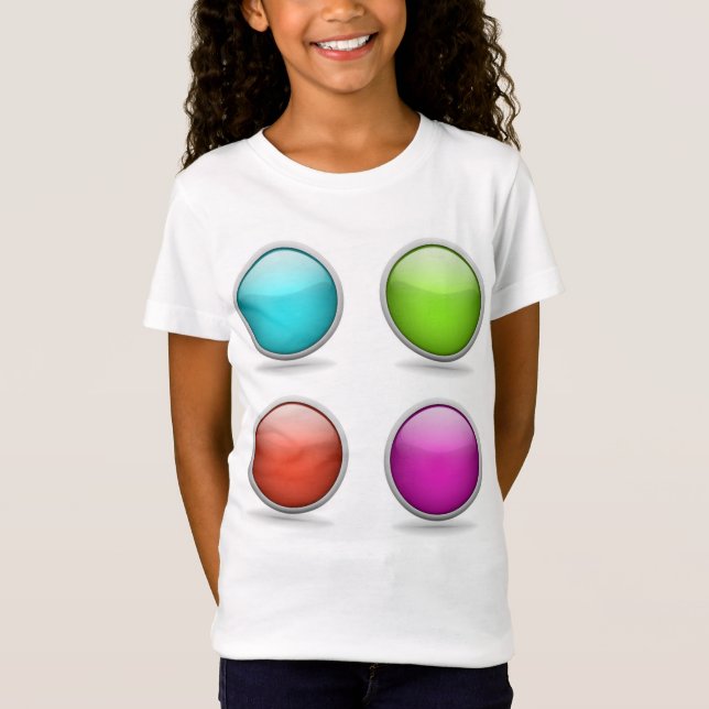 3D Ball Buttons Girl Chest Back Tee Funny Joke (Front)