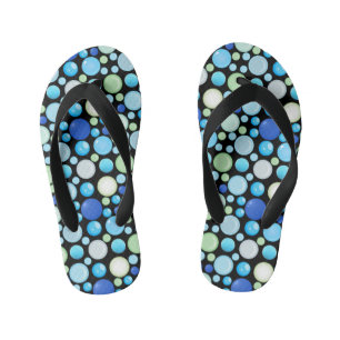 3D Balls Pattern.01.b Black BG Kid's Flip Flops