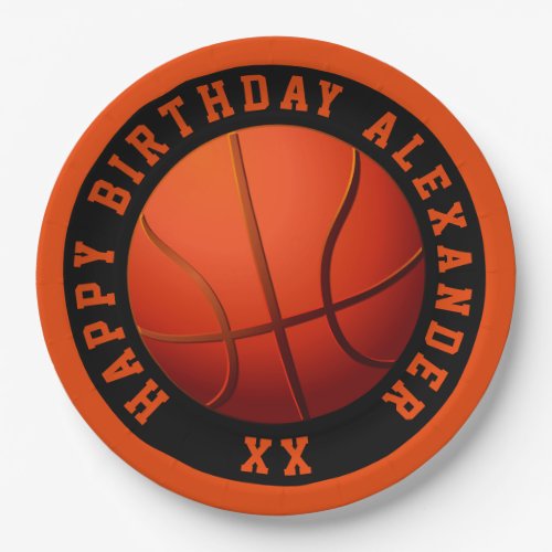 3D Basketball Birthday Personalize Paper Plates