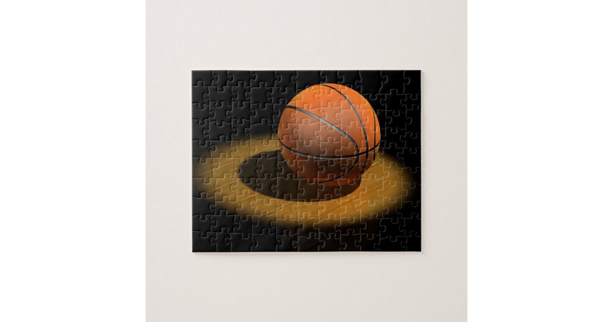 3d Basketball in Spotlight Jigsaw Puzzle Zazzle