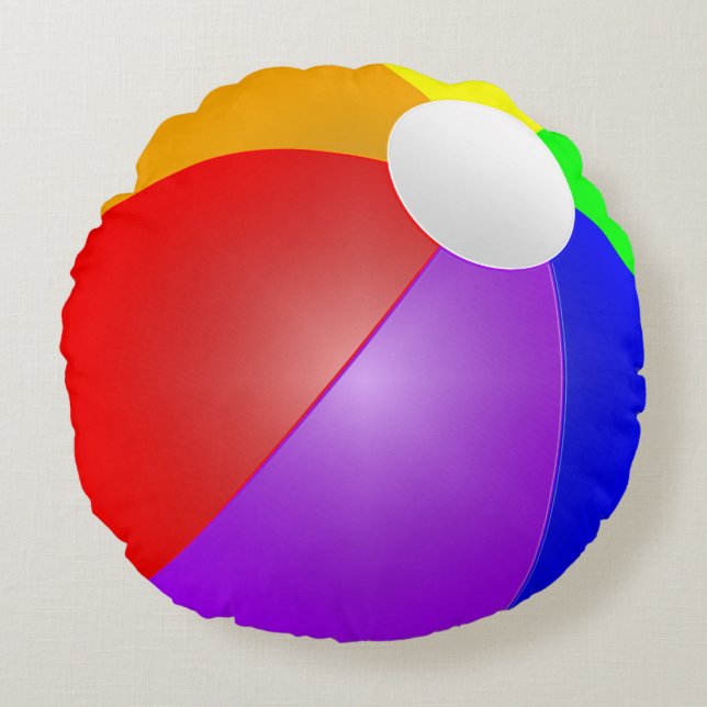 3D Beach Ball Round Pillow (Front)