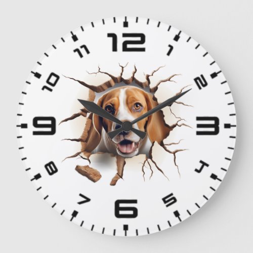 3D Beagle Cracked Hole Large Clock