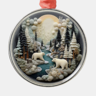 3D Bears Woodland Chirstmas Animal Metal Ornament