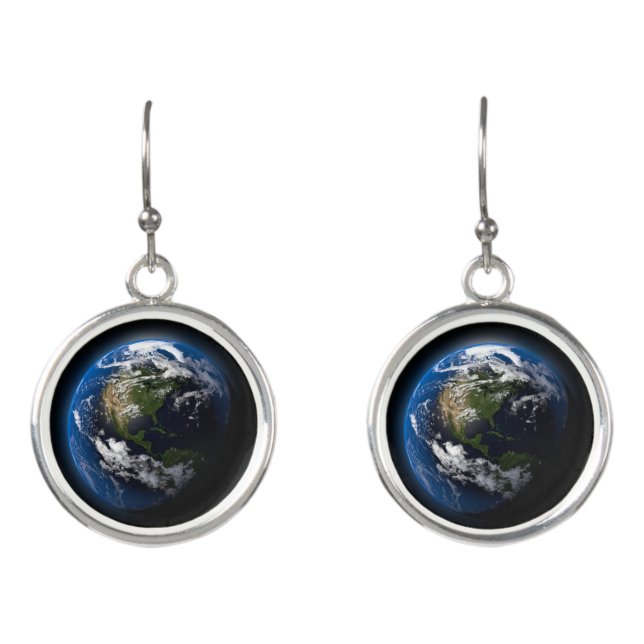 3D beautiful earth in the dark space Earrings (Front)