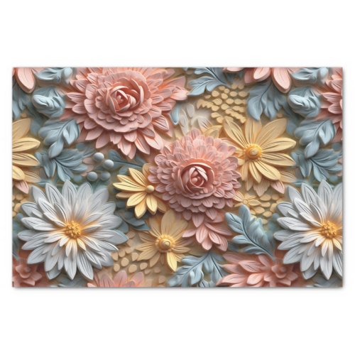 3d Beautiful Pastel Flowers Decoupage Tissue Paper