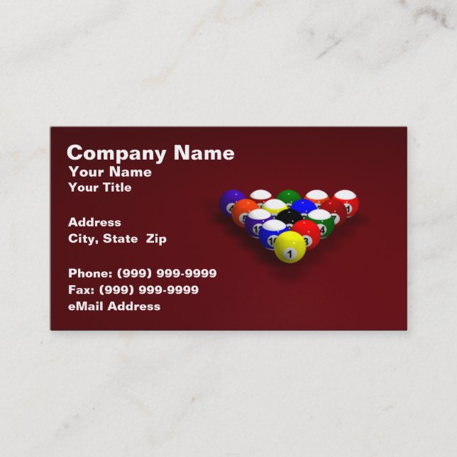 3D Billiard Balls Business Card (Front)
