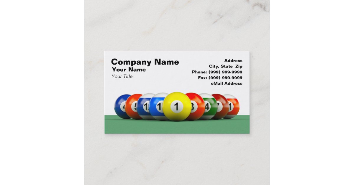 3D Billiard Balls Business Card | Zazzle