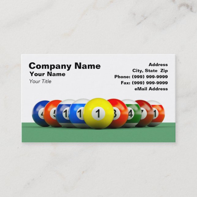3D Billiard Balls Business Card (Front)