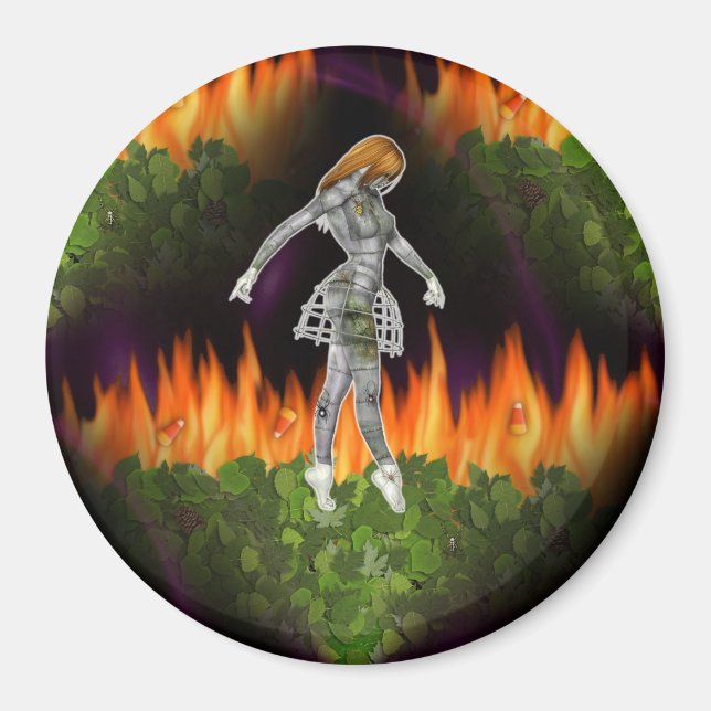 3D Biomechannequin Seamless Fire & Candycorn Magnet (Front)